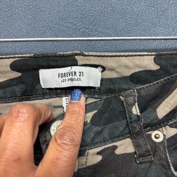 Forever 21 Army Camo Pants Skinny Jeans Juniors 25 Stretchy Distressed Grunge - Picture 9 of 12